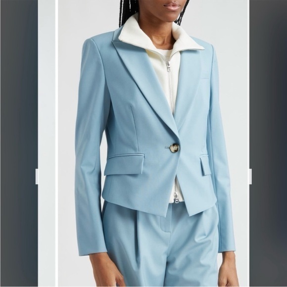 Veronica Beard Blue Hosanna Stretch Virgin Wool Blend Dickey Jacket In Sea Glass